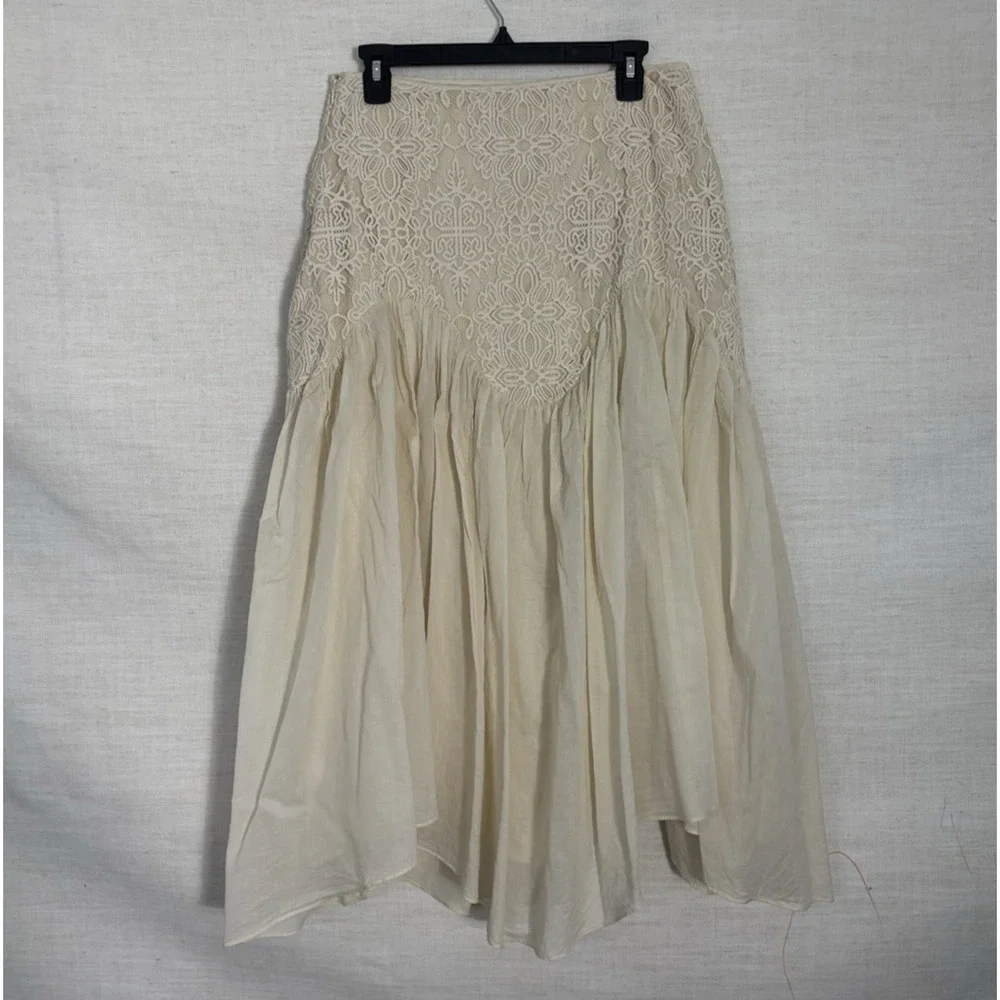 Parker Maxi Skirt 10 High Waisted Lace Cotton Romantic